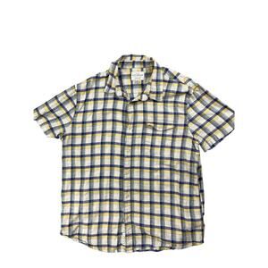 Lucky Brand Mens Size L Linen Blend Short Sleeve Button Up Monroe Shirt Plaid